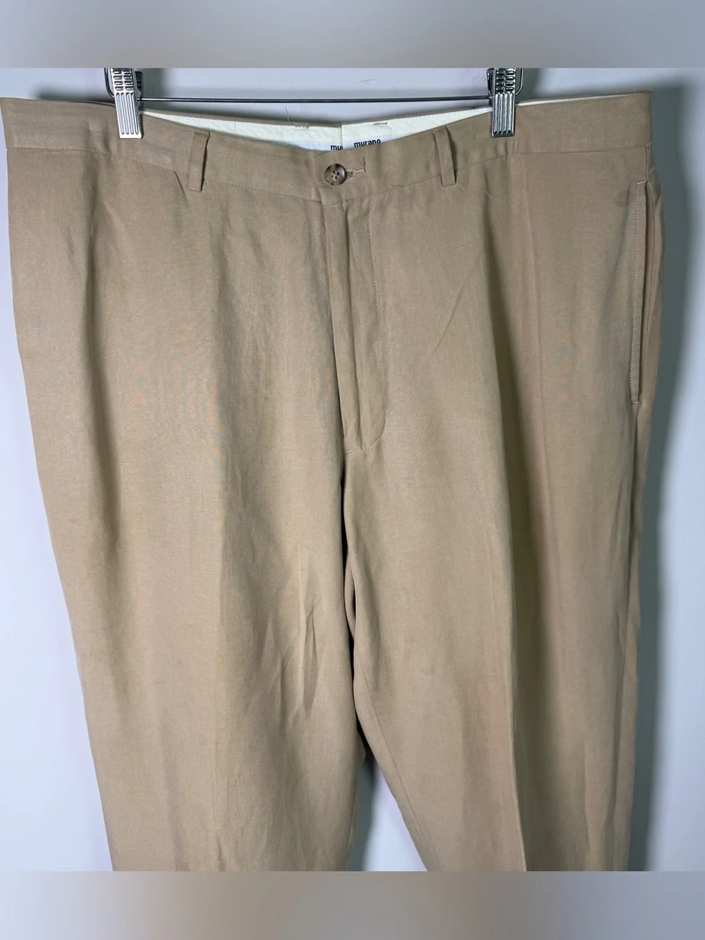 Murano Collezione Silk Linen Flat Front Trousers 38x34 Old Money Quiet Luxury